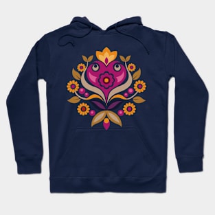 Norwegian Rosemaling Purple Folk Art ornament Hoodie